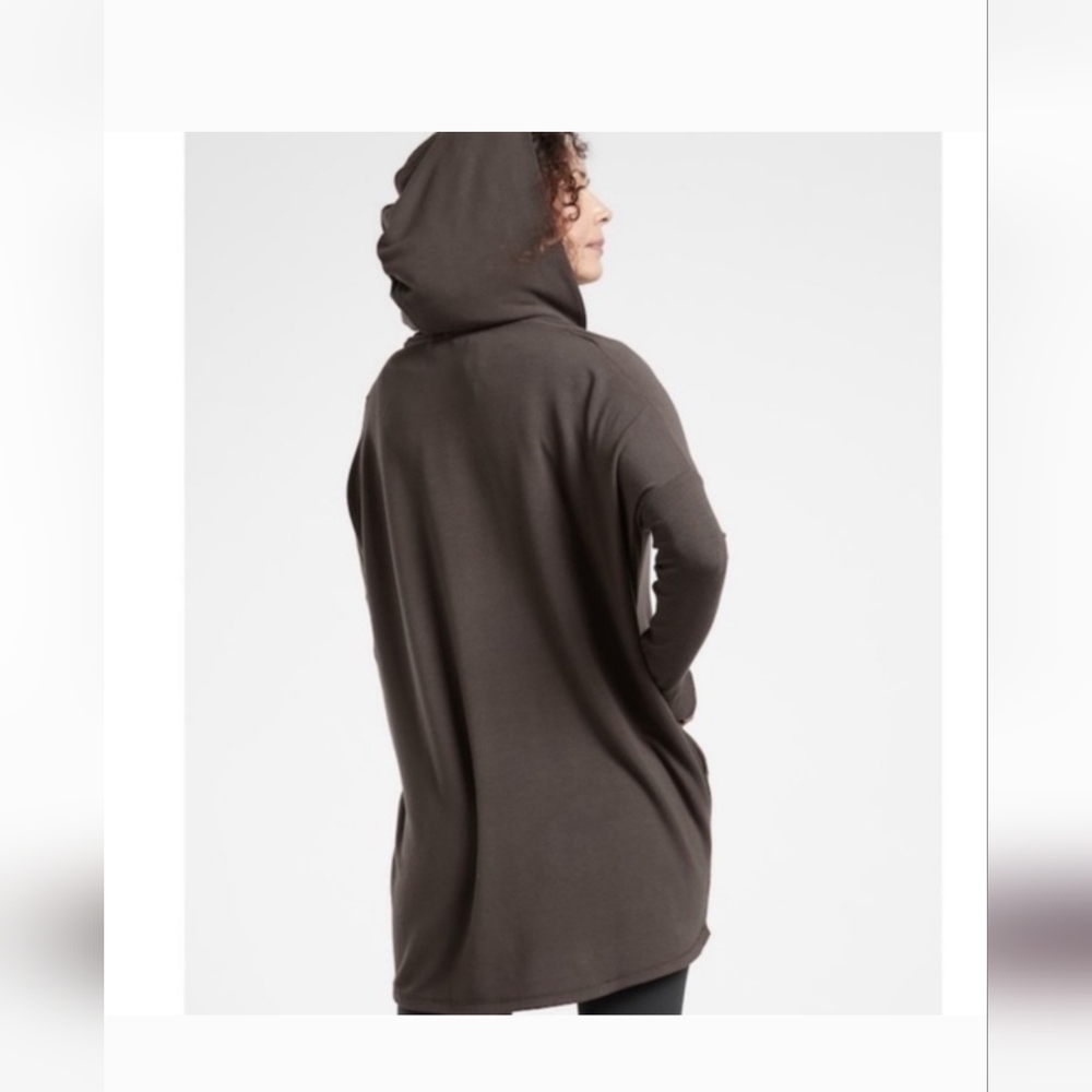 Athleta Purana Hoodie Wrap Sweater Chocolate Brown Size Large